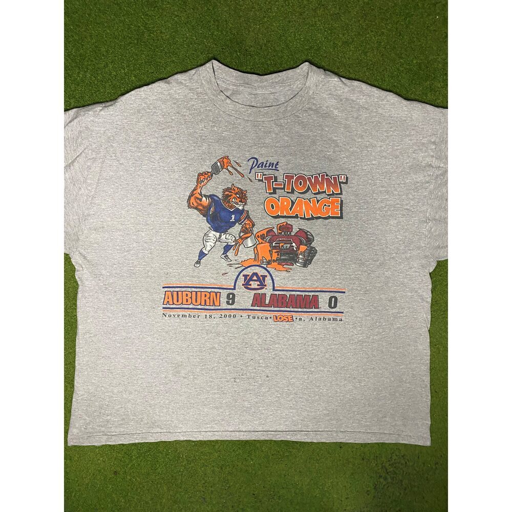 2000 Auburn Tigers - Paint T Town Orange - Vintage College T-Shirt (2XL)